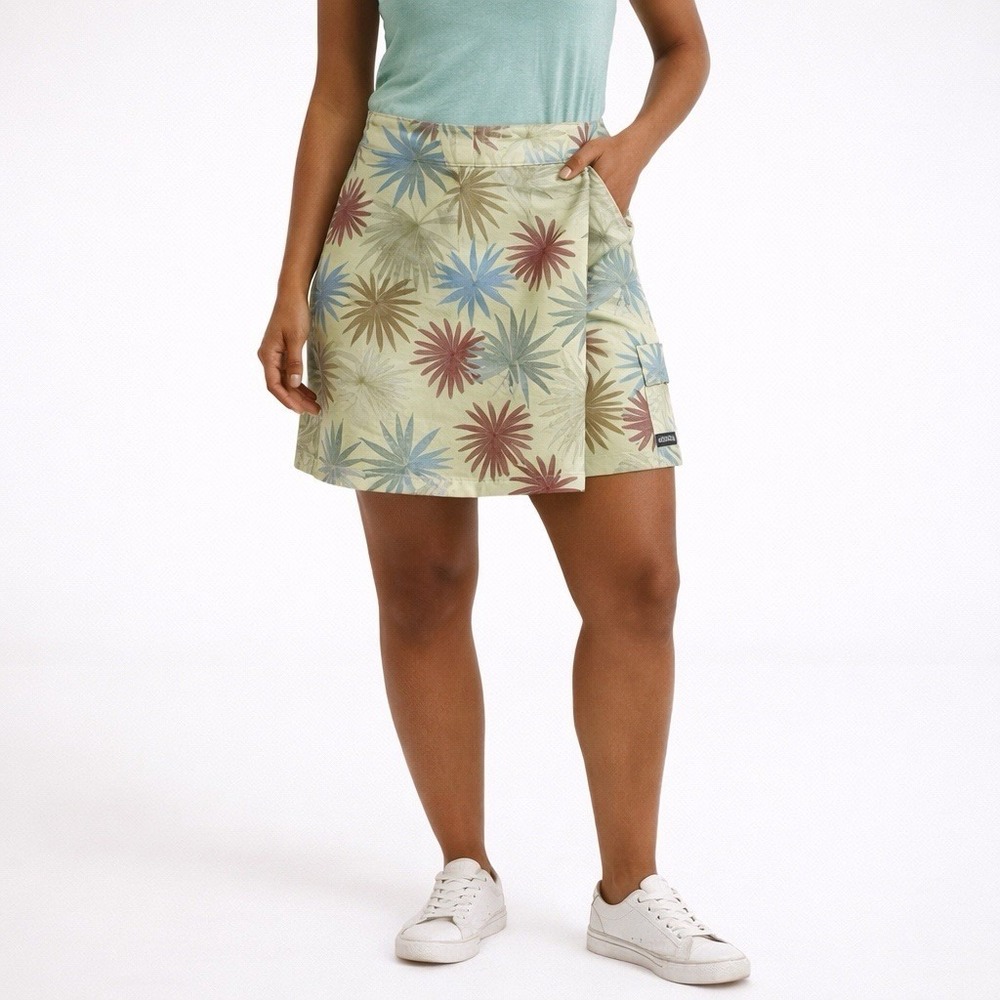 Athleta Palm‎ Green Hiking Skort Size 14 Tropical Print Skirt Shorts Athleisure